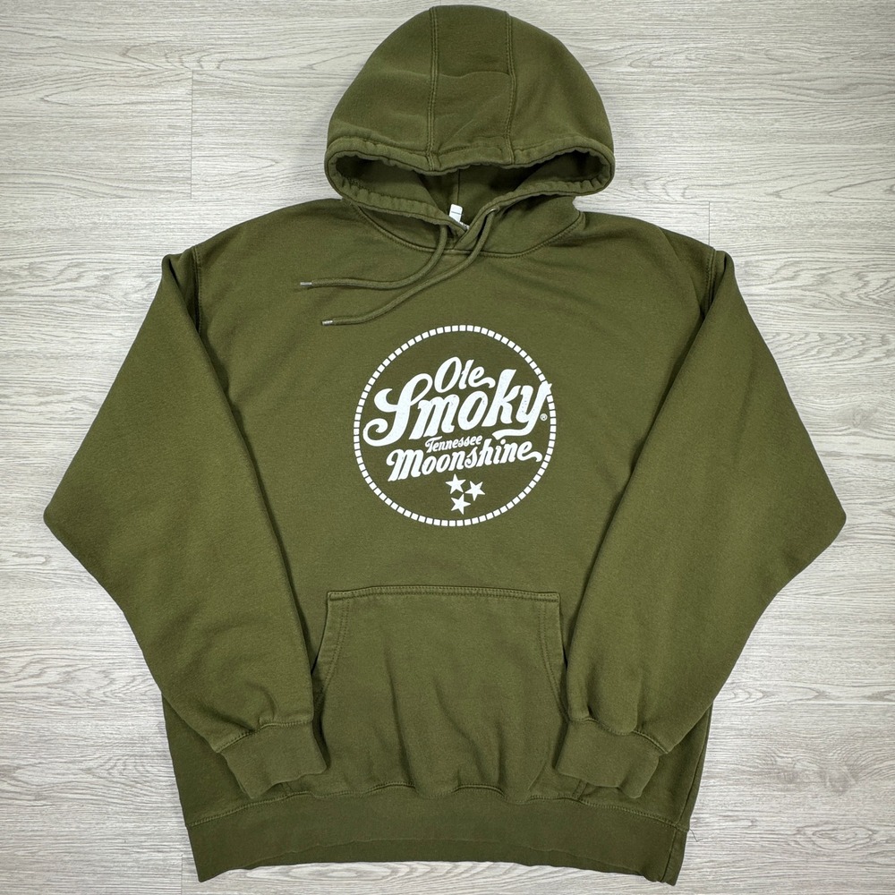 Ole Smoky Tennessee Moonshine‎ Men's Pullover Hoodie Green 2XL Graphic Stretch